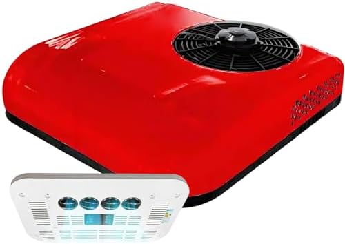 12V/24V RV Air Conditioner - Lightweight Portable Roof AC Unit for Motorhomes, SUVs, Trucks & Vans - Efficient Parking Air Cooling System - White