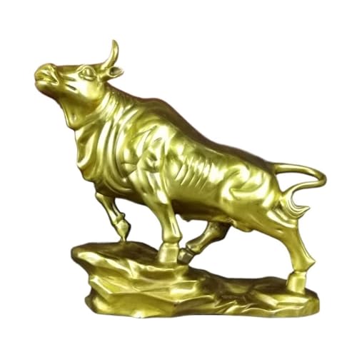 Statue de vache en laiton dorure artisanale pour un bureau élégant
