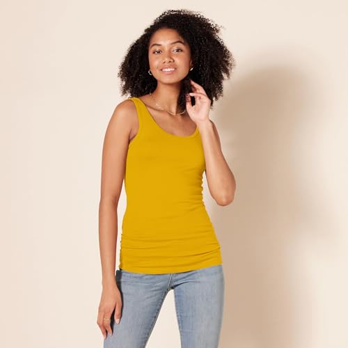 Image of Amazon Essentials Women's Slim-Fit Ribbed Scoop Neck Tank Tops, Pack of 2