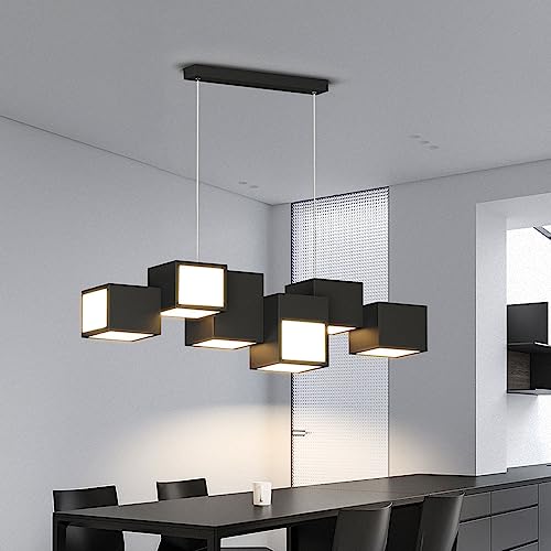 Plafonnier LED cuisine et salle à manger carré noir variable