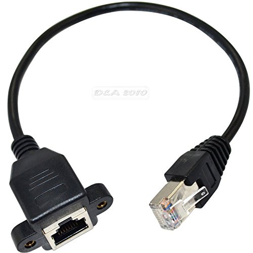 Professional 2ft RJ45 Male - Female Screw Panel Mount Ethernet LAN Network Cable