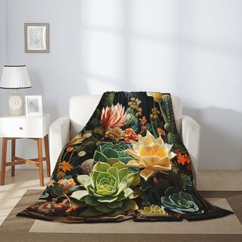 Couverture flanelle cactus pour canapé et sofa cocooning