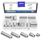 Glarks 29Pcs M8x8/15/20/25/30mm 304 Stainless Steel Metric Cylindrical Coupling Nut Set, 5 Sizes Rod Coupling Nuts with Storage Box for Indoor and Outdoor Use