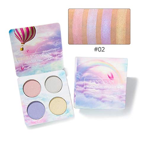 Tmrow 1Pc 4 Color Highlighter Makeup Palette Illuminating Chameleon Contour Powder Kit,2#
