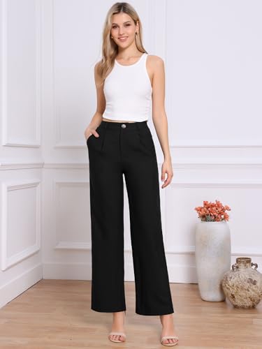 Allegra K Wide Leg Dress Pants for Women's Casual Teacher Work High Waisted Dressy Trousers4
