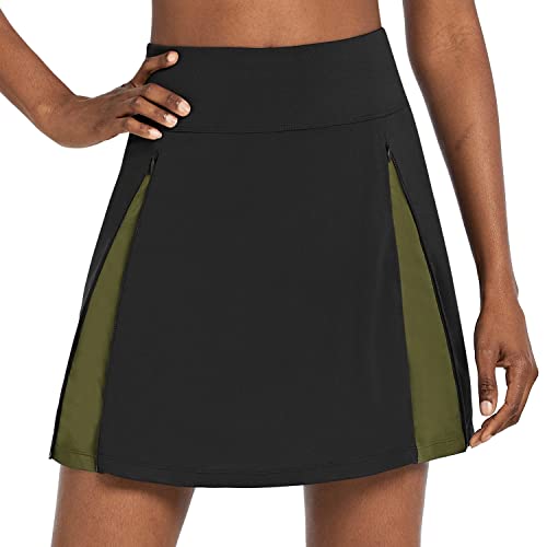 BALEAF Women's Cycling Skirt 3D Padded Bike Shorts Biking Zipper Athletic Skort Pockets, Black XS