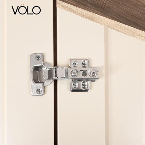 Image of VOLO 2D Normal Mild Steel Cabinet Hinges for Furniture, Wardrobes, Doors, and Storage Units | (8 Crank | Half Overlay, 10 Pieces (5 Pair))