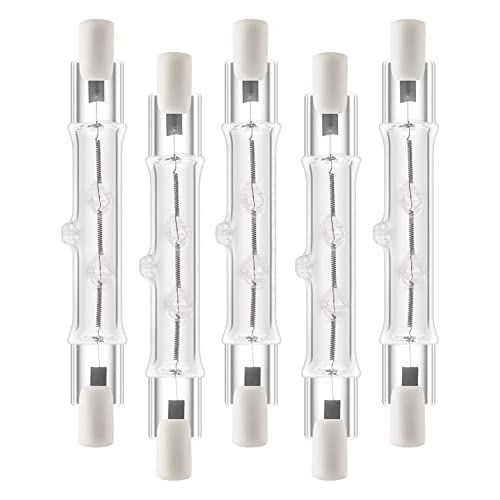 GOSER 5 Pack R7S 118mm 300W 230V,R7S Halogen Linear Light Bulb, Dimmable Halogen Lamp for Construction Work Landscape Lighting