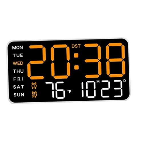 Image of Digital Alarm Clock Wall /Table -9 inch Inch Large LED Display with Date & Week, Remote Control, Big Wall Clock for Bedroom, Living Room, Office (Recta Orange Clock)