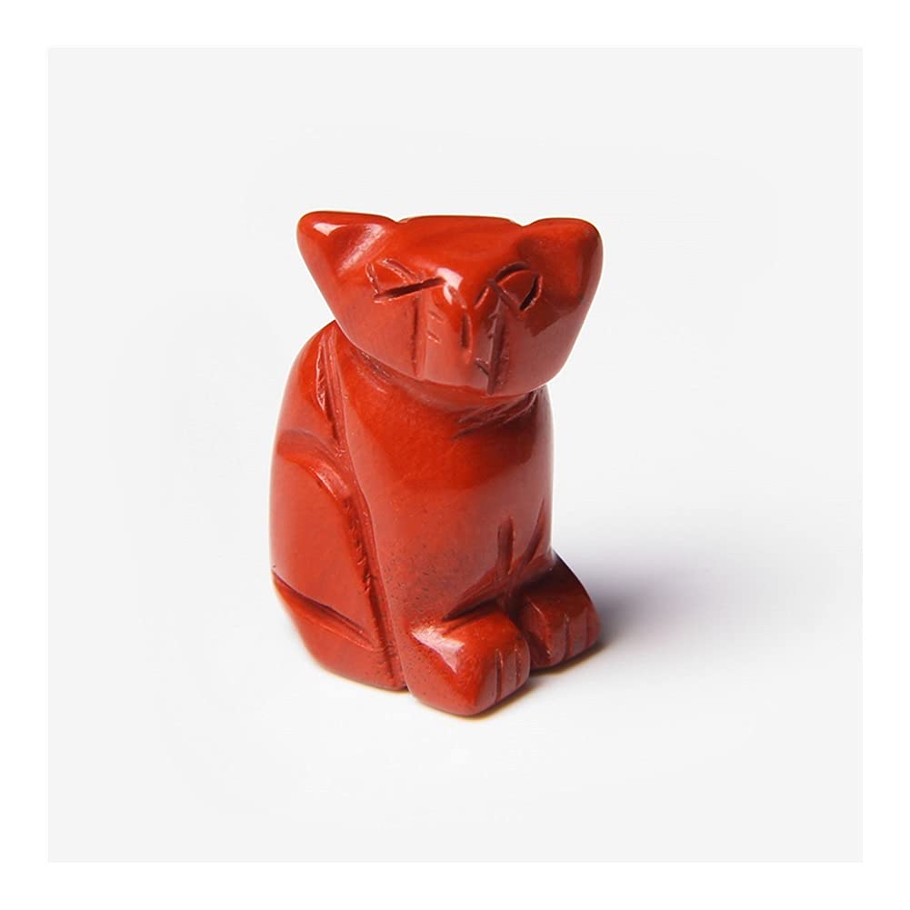 SnamicE Natural crystal rough 1PC Cat Eagle Statue Lucky Natural Carving Crystal Stone Animals Figurines Stone Decoration Gifts Crafts,13.red Stone Cat