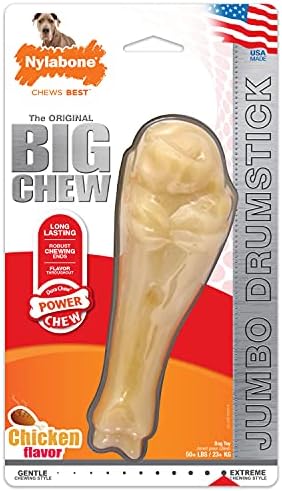 Nylabone Power Chew Jumbo Drumstick Big Dog Chew Toy Drumstick Chicken XX-Large/Monster (1 Count)
