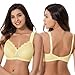Curve Muse Plus Size Unlined Minimizer Wirefree Bras with Embroidery Lace-3Pack-Hunter Green,Yellow,Light Blue-46DD
