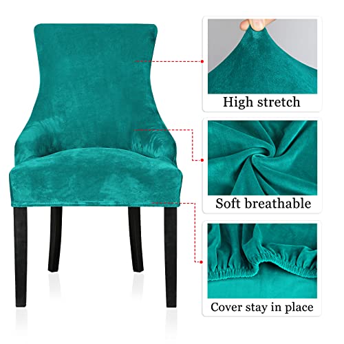 Leorate Dining Chair Covers Stretch Velvet Wingback Armchair Slipcovers Recliner Chair Protector for Kitchen Home Decor (Peacock - Image 3