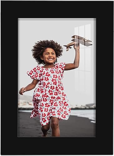 Image of 6X4 inch black Picture Frame Made of Syenthetic Wood High Definition plexi Glass for Table Top Display and Wall Mounting Photo Frame-code-Black09
