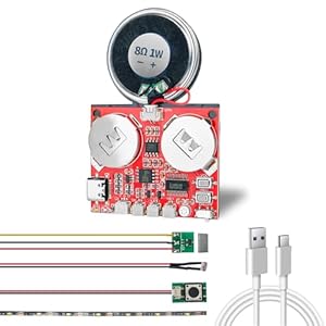 Sound Module, JRGKJCP 16MB Push Button, Magnetron,Light Control Activated Recordable Voice Sound Chip Module with Light Strip,Speaker,for Greeting Card Audiobook, Xmas Presents Boxes, Kids’s Toys.