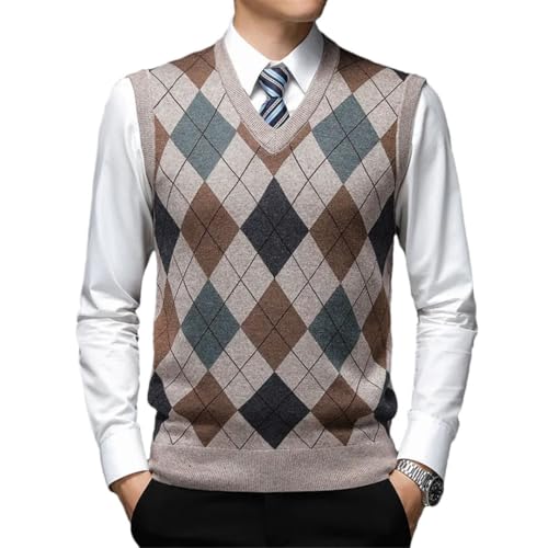 Men's Fashion Diamond Pattern Pullover V-Neck Grace Knitted Vest