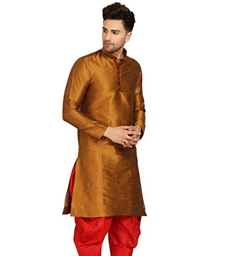 Image of Men's Ethnic Silk Loop Button Kurta