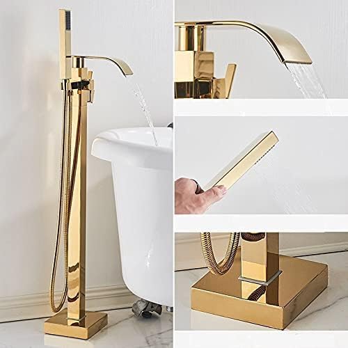 床に取り付けられた浴槽の蛇口セット 卸売 ゴールド浴槽の蛇口 温水