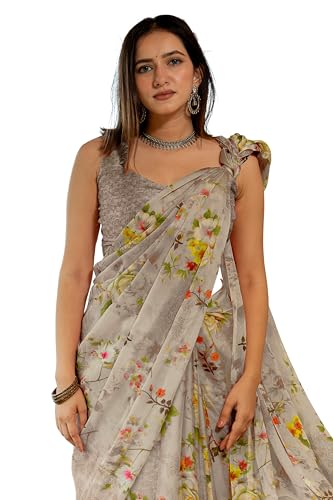 Image of MIRCHI FASHION Saree for Woman Chiffon Floral Printed | Lightweight All-Day Comfortable Women's Sari with Unstitched Blouse Piece (Available in 30 Colors)
