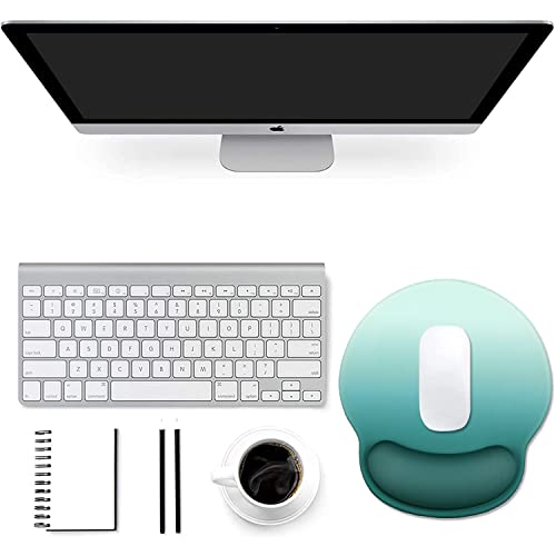 Ileadon Ergonomic Mouse Pad Wrist Support Gradient, Non-Slip Rubber Base Memory Foam Wrist Rest Pad For Home, Office Easy Typing & Pain Relief, Green #TOP7