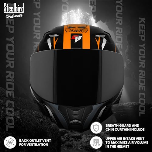 Image of Steelbird SBA-20 Strange ISI Certified Flip-Up Graphic Helmet for Men and Women with Inner Silver Sun Shield
