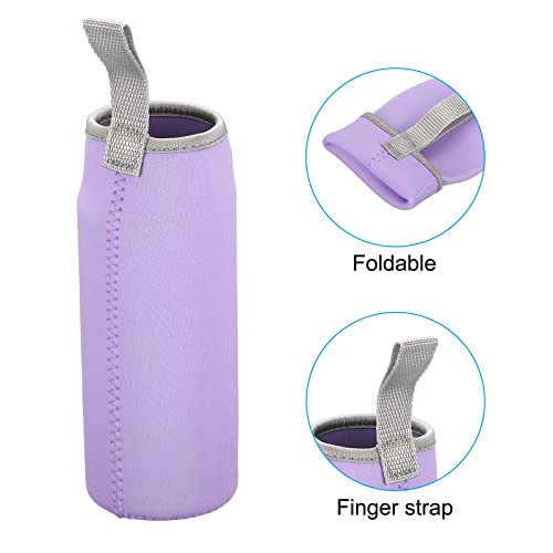 PATIKIL 65mmx180mm Water Bottle Sleeve, 4 Pack Neoprene Insulated Bottle Bag Holder Carrier Pouch with Finger Strap, Light Purple - Image 4