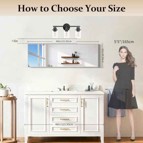 Image of COFENY Silver Bathroom Mirror for Wall, 16x48 Inch Rectangle Mirror with Metal Frame, Modern Vanity Mirrors for Bathroom Living Room, Entryway Hangs Horizontal or Vertical