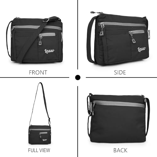 Image of Lasso Sling Bag For Women with Adjustable Strap Stylish Ladies Crossbody Polyester Sling Bag for Office, Causal, Travel & College | 5L Capacity & 5 Multiple Pockets (4 Zip & 1 Open Pocket)
