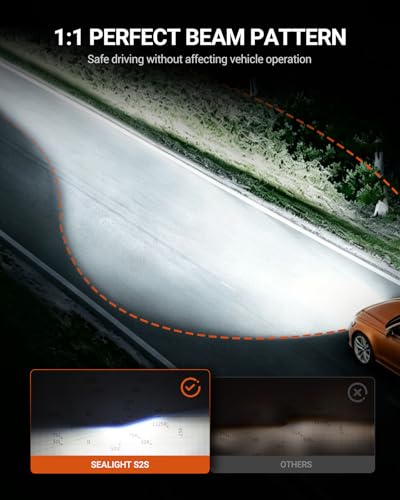 Image of Sealight 9006 Bulbs 40000LM 6500K Cool White HB4 Bulbs For Powersports With Cooling Fan, Canbus Ready 60000+ Lifespan,Headlight Eyebrows, Pack of 2