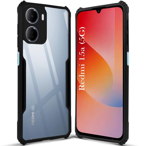 Image of Jkobi Hybrid Back Cover Case for Redmi 15A 5G (Shockproof with Polycarbonate Clear Panel | Professional Black)