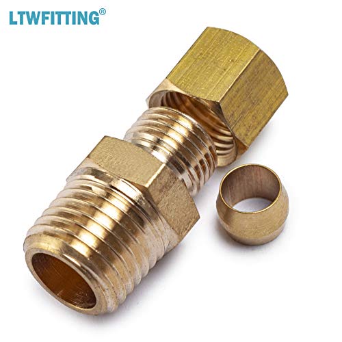 Ltwfitting Brass 1/4 Od X 1/4 Male Npt Compression Connector Fitting(Pack Of 5) #TOP1
