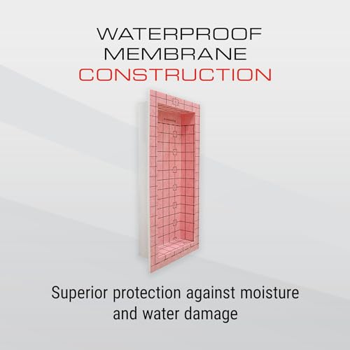 GURU USA W-S Shower Niche, Waterproof Membrane with Pre-Sloped Base, Waterproofing Panel System for Bathroom Walls, 12” x 28” - Image 4