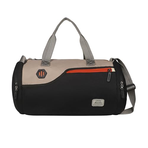 Harissons 29L Casper Gym/Sports Duffel Bag for Men & Women | 1 Spacious Main Compartment, 2 Side Pocket Access & Adjustable Shoulder Strap (Black & Camel)