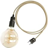 ✔ Fassung e27 mit Kabel und Stecker schwarz | Textilkabel mit Fassung und Stecker | Fassung mit Kabel und Schalter | Lampenfassung mit Schalter als moderne Hängelampe