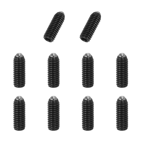 Image of PATIKIL M6x16mm Ball Point Set Screws, 10 Pcs Carbon Steel Hex Socket Spring Plungers Grub Screw for Industrial Machine Home Furniture Workplaces, Black