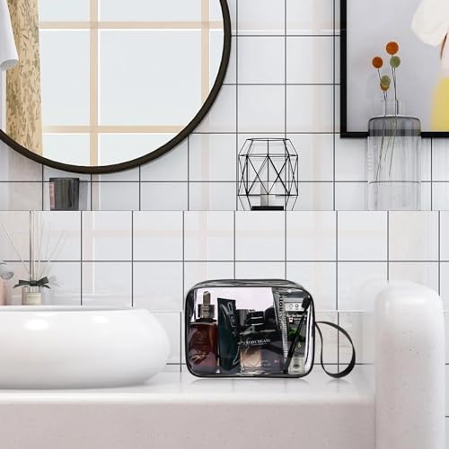 CGBE TSA Approved Toiletry Bag With Handle, Clear Toiletry Bag Quart Size Travel Bags For Toiletries Carry On Cosmetic Makeup Pouch For Men