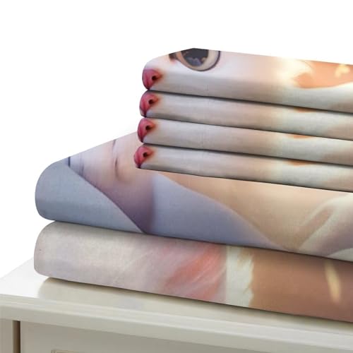 Housse de couette chat mignon pour chambre ado lit double avec fermeture éclair
