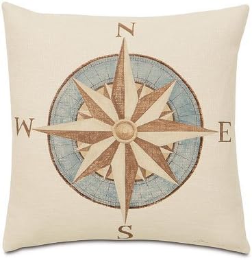LFarncomboutlet Nautical Compass Image 1844 Cotton Linen Square Throw Pillow Case Cushion Cover 18 x 18 Inches