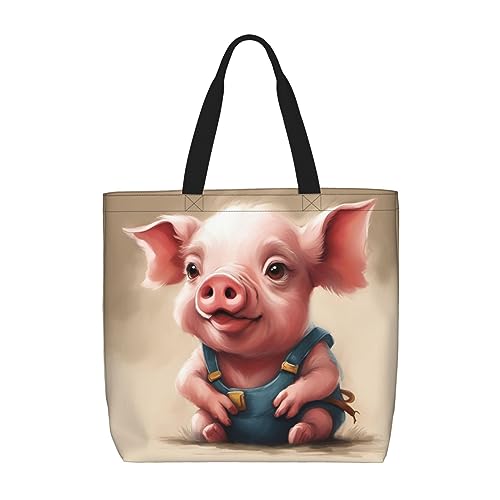 Naughty Pig Baby Print Tote Bag Large Women Casual Shoulder Bag Handbag For Outdoors Holiday Weekender Travel Gifts