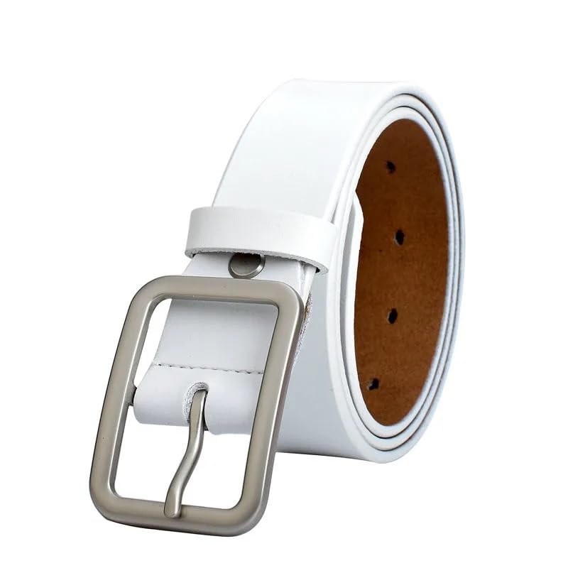 Vintage Men Women's Leather Belt with Metal Pin Buckle for Jeans Coats Shorts Casual Waistband