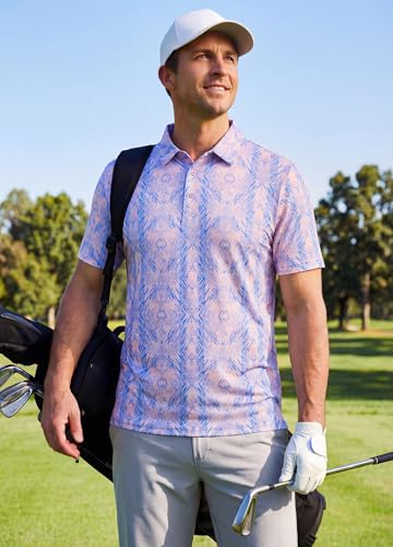 Camisetas polo para hombre Libin, de manga corta, secado rápido, transpirable, con estampado floral y diseño casual y para negocios miniatura 2