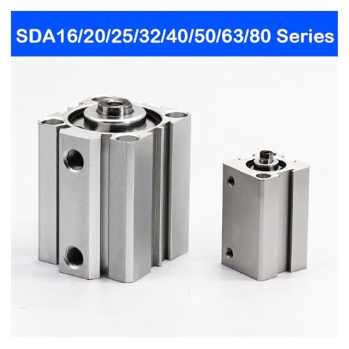 Cylindre pneumatique double effet SDA 80mm compact à haute force de poussée - 5