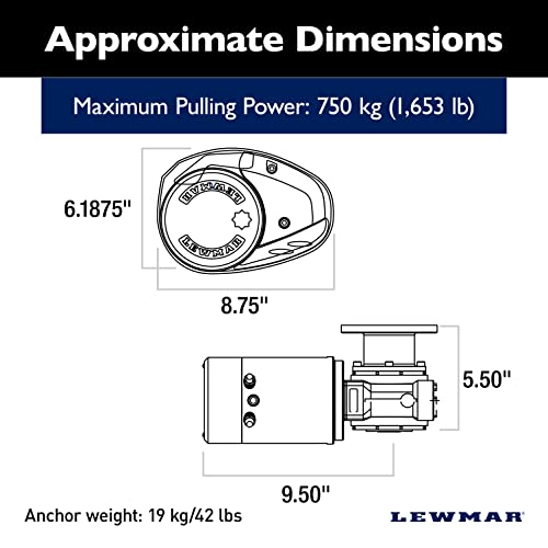 Image of Lewmar 12V /700-Watt V1 (000) Gypsy Only for Electric Power /Sailboats 28'-40' with 1 /4 inch G4 Chain, Max Pull 1,653 lbs. - 2020201182