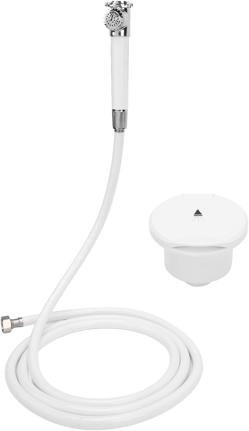 316 Stainless Steel PVC Hand Pressed Fine Hole Design Mini Boat Shower Head with Replacement Sprayer, Portable for Yacht, RV, Motorhomes (2.5M/ 8.2ft Water Pipe)