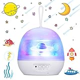 DISEÑO FANTÁSTICO: La lámpara proyector infantil se puede girar 360 °. Simplemente presione el botón de rotación de luz, creará un espacio dinámico y colorido y le dará una sensación romántica. Especialmente diseñado con una cuerda de silicona, es fácil de transportar.