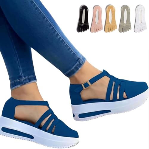 Dotmalls Women's Sandals, Casual Summer, Blue, Size 5