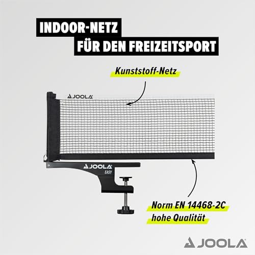 JOOLA 31008 Tischtennisnetz Easy-Indoor Garnitur Freizeitsport - Netzspannung verstellbar, Schwarz, 183 CM x 15,25 CM