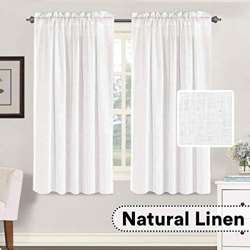H.VERSAILTEX Off White Window Curtain Linen Textured Panels for Small Windows/Kitchen/Living Room/Bedroom, Rod
