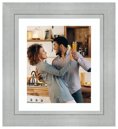 Amanti Art Picture Frame 20x24 Matted to 16x20 Photo Frame, Romano Silver Wood Framing for your Wedding Photos, Family Pictures, Diploma, Certificate, Kids Art Gift for Mom or Poster Wall Decor