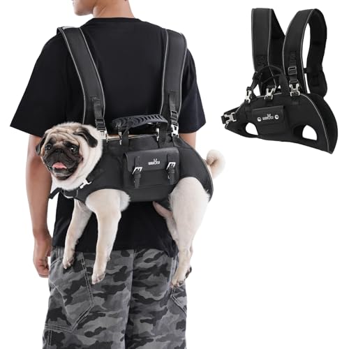 Wakytu Dog Backpack Carrier for Dogs,Dog Lift Harness,Adjustable Padded Breathable Straps for Dogs, Disabled, Joint Injuries, Arthritis,L